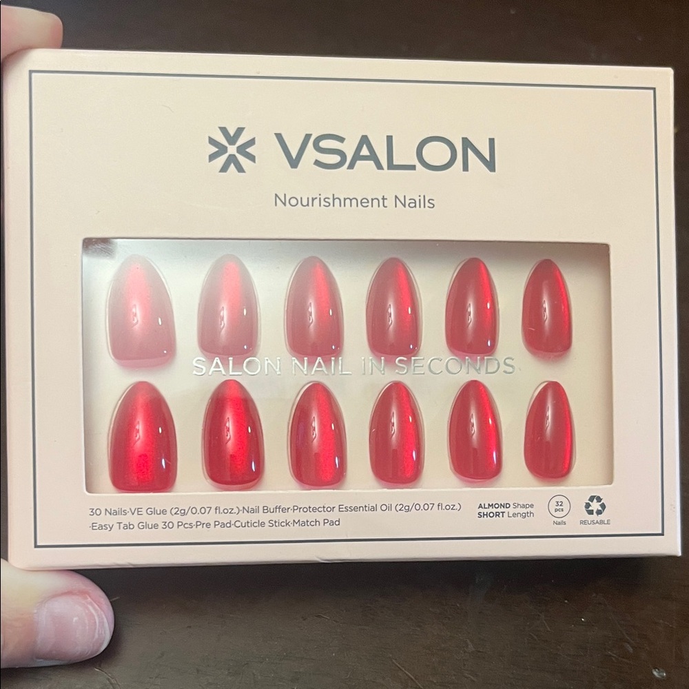 Red Almond Shape Nail Set